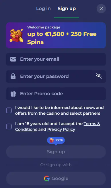 Bruno Casino registration interface